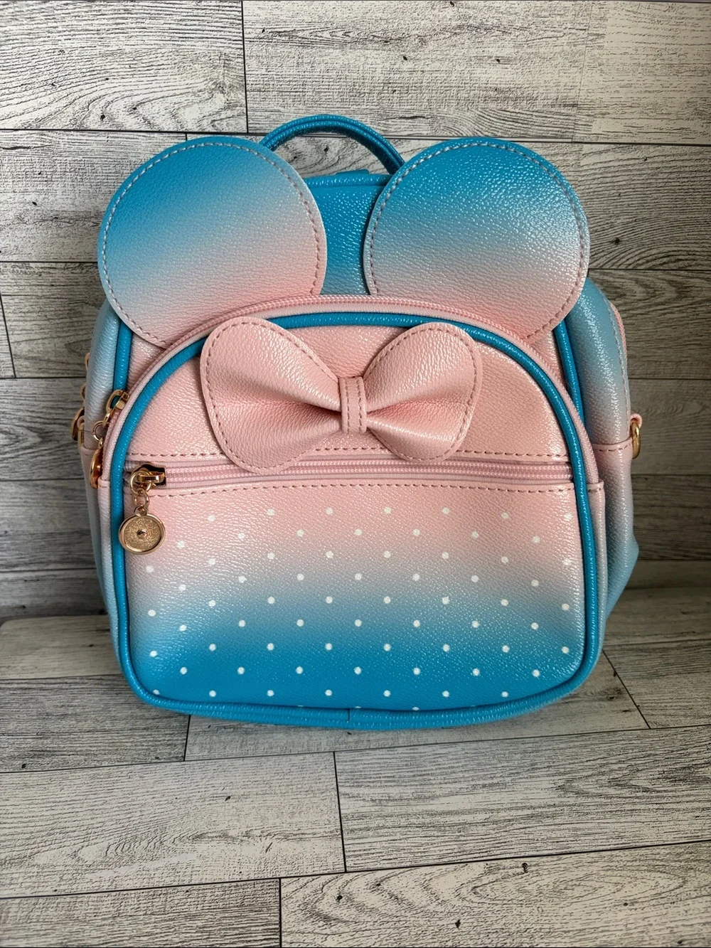 Cute Gradient Bow Ear Mini Backpack - Pink & Blue